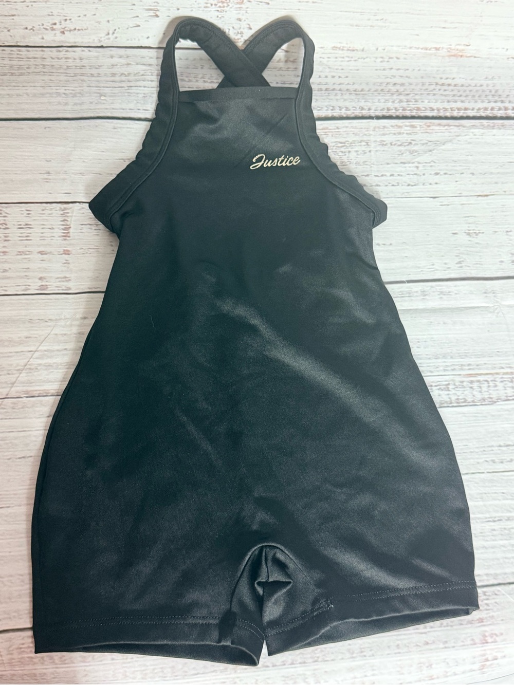 Justice Black Girls' Athletic Leotard with Built-In Shorts